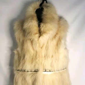 Real Fur Vest with rhinestones band detail